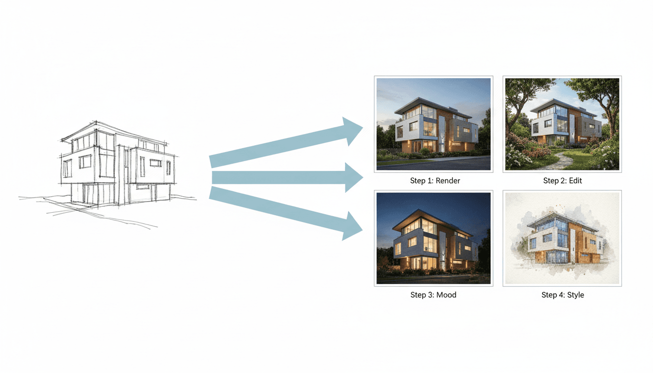 AI 렌더링 잘하는 법: 프롬프트를 길게 쓰지 말고, 나눠서 다듬으세요